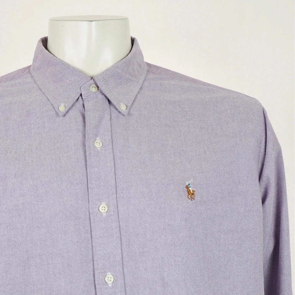 Polo Ralph Lauren Button Down Shirt Mens 2XL XXL Purple Classic Fit Oxford Blend